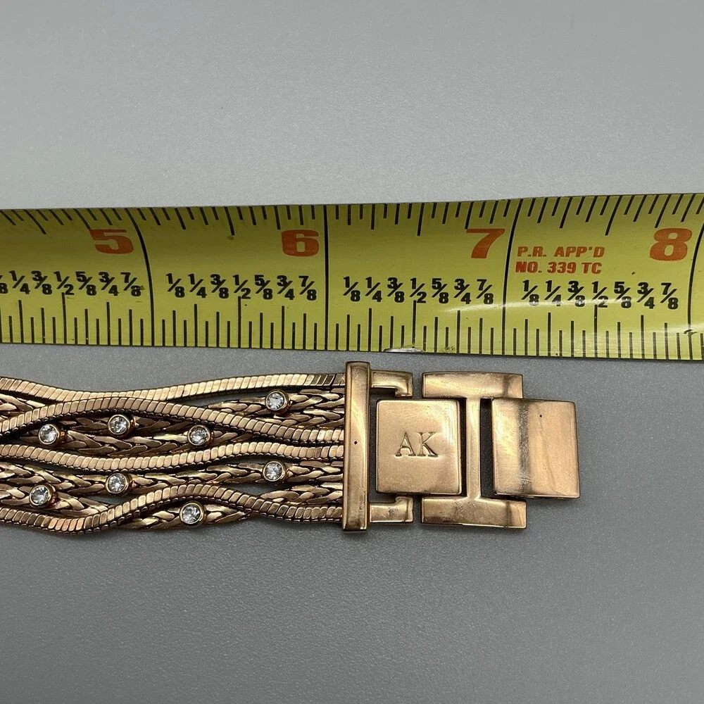 Anne Klein Womens Watch 30mm MOP Diamond Gold Tone Bracelet New Battery 7.25